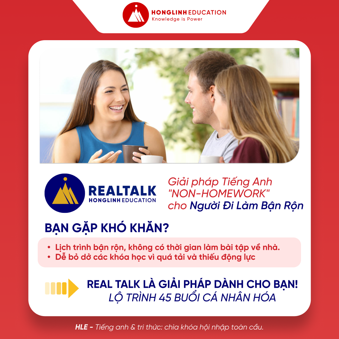 HLE ra mắt lộ trình học mới cho sản phẩm của RealTalk – Giải pháp tiếng Anh “Non-Homework” cho người đi làm bận rộn